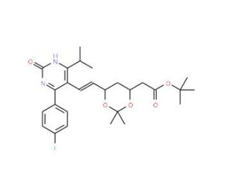 tert-Butyl-7-[4-(4-fluorophenyl)-6-isopropyl-2-hydroxypyrimidin-5-yl]-(3R,5S)-isopropylidene-(E)-6-heptenoate - chemical stru