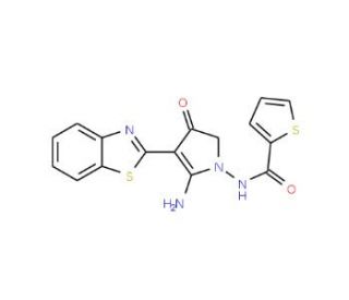 Thiophene-2-carboxylic acid (5-amino-4-benzothiazol-2-yl-3-oxo-2,3-dihydro-pyrrol-1-yl)-amide - chemical structure image
