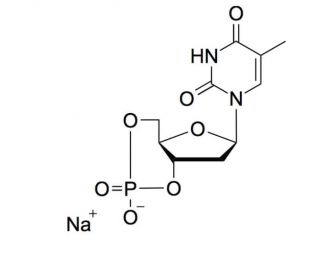 Thymidine 3&prime;:5&prime;-cyclic monophosphate sodium salt (CAS 76567-90-3) - chemical structure image