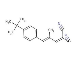 trans-2-[3-(4-tert-Butylphenyl)-2-methyl-2-propenylidene]malononitrile (CAS 300364-84-5) - chemical structure image