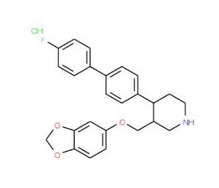 trans-3-(Benzo[1,3]dioxol-5-yloxymethyl)-4-(4&prime;-fluoro-biphenyl-4-yl)-piperidine hydrochloride - chemical structure image