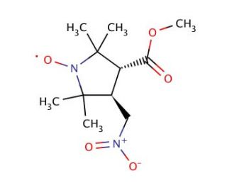 trans-3-Methoxycarbonyl-2,2,5,5-tetramethyl-4-nitromethyl-pyrrolidin-1-oxyl (CAS 119580-75-5) - chemical structure image
