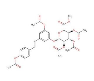 trans Resveratrol Penta-O-acetyl-3-β-D-glucuronide Methyl Ester (CAS 490028-22-3) - chemical structure image