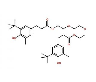 Triethylene glycol bis(3-tert-butyl-4-hydroxy-5-methylphenyl)propionate (CAS 36443-68-2) - chemical structure image