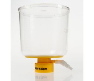 This image highlights UltraCruz&reg; Bottle Top Filter, 1000ml, PES, 0.22&mu;m featuring a broad, clear container with precise ma 