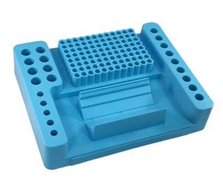 UltraCruz&reg; CoolCaddy&trade; PCR Work Station features a versatile, blue-colored design with multiple tube holders, providing an