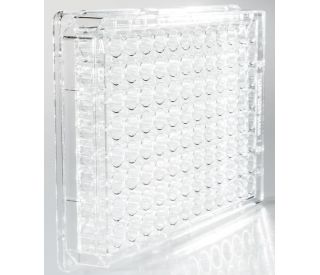 Side profile of UltraCruz&reg; ELISA Plate showing robust, durable construction. Flat-bottom wells are engineered for uniform 