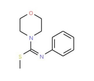 (Z)-N-[(methylsulfanyl)(morpholin-4-yl)methylidene]aniline - chemical structure image